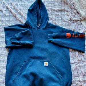 Carhartt Blue Hoodie Sleeve Logo Pullover